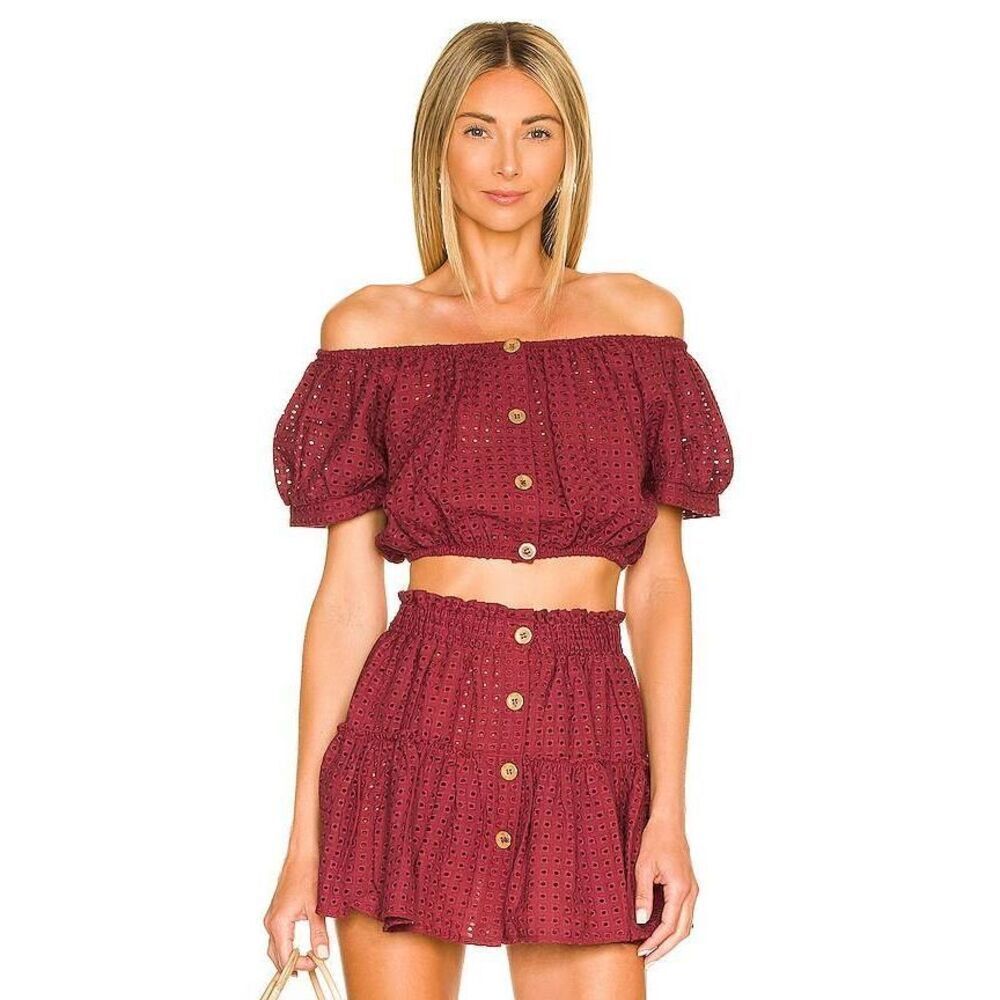 eberjey Harper Top and Skirt Set in Brick S $222